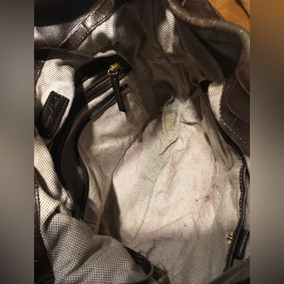 Dooney Bourke Croc Embossed Leather Hobo Shoulder Handbag Clip Lock w/Key Fab - Picture 12 of 16